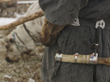 A Komi Reindeer Herder's Knife Scabbard on His Decorated Belt Photographic Print by Gordon Wiltsie