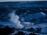 Steam Rising from Grand Prismatic Spring in Yellowstone National Park Photographie par Mark Thiessen