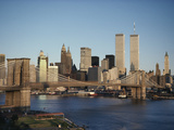 Part of the Brooklyn Bridge Leading to the World Trade Center and the Lower Manhattan Skyline Photographie par Robert Madden