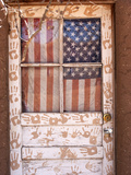 Door Decorated with Handprints and United States Flag Curtain Photographic Print by Charles Kogod
