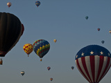 Many People Lift Off in Hot Air Balloons Photographic Print by Stacy Gold