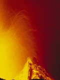 Spatter Cone and Lava Fountain from Vent, February 1995, Fernandina Island, Galapagos Islands Photographic Print by Tui De Roy/Minden Pictures