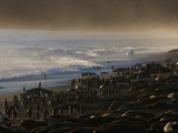 King Penguins and Elephant Seals Cover Saint Andrews Beach Photographie par Paul Nicklen