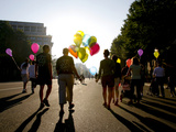 Walking Participants in 5K Fall Tgl Classic Lung Cancer Benefit Run Photographic Print by AJ Wilhelm