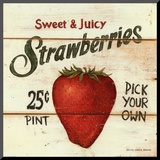 Sweet and Juicy Strawberries Kunstdruk geperst op hout van David Carter Brown Sweet and Juicy Strawberries Kunstdruk geperst op hout van David Carter Brown