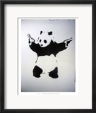 Pandémonium : pochoir noir & blanc, avec panda et revolvers Affiches par Unknown 