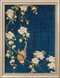 Bouvreuil sur une branche de cerisier pleureur, vers 1834 Affiches par Katsushika Hokusai