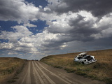 A Wrecked and Abandoned Car on the Side of a South Dakota Back Road Photographic Print by Aaron Huey