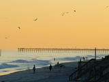 Birds Soaring over Silhouetted Beach Fishermen at Twilight Photographic Print by Brian Gordon Green