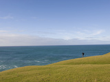 A Hiker at an Overlook Near the Pudding Beach Seal Colony Photographic Print by Bill Hatcher