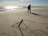 A Person Near a Fence, Knocked Down by Heavy Atlantic Storm Surges Photographie par Karen Kasmauski