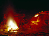 A Climbing Team Celebrates Christmas Eve with a Bonfire at Base Camp Photographic Print by Tommy Heinrich