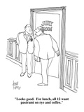 "Looks good.  For lunch, all 12 want pastrami on rye and coffee." - Cartoon Premium Giclee Print by Joseph Farris