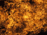 Flames from a Gas Extraction Plant in Lake Kivu Photographic Print by Carsten Peter