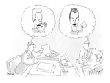 Two business men sitting across a desk.  One thinking the other is Beavis … - Cartoon Premium Giclee Print by Jack Ziegler