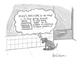 Dog with thought balloon that reads, "Stay\ sta v. [ME, fr. OE staeg] 1: t…" - Cartoon Premium Giclee Print by Leo Cullum