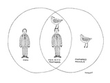 chart showing the intersection of "men" and "feathered animals" to be "men… - Cartoon Premium Giclee Print by Robert Mankoff