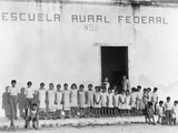 Yucatan Children Stand Outside a Federally Funded School in Piste Photographic Print by Luis Marden