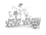 Chair backs on a movie set reads, 'Producer,''Director,' and various 'Hang… - New Yorker Cartoon Premium Giclee Print by Dana Fradon