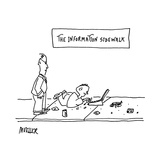 The Information Sidewalk - Cartoon Premium Giclee Print by Peter Mueller