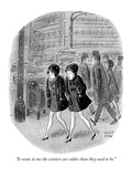 "It seems to me the winters are colder than they used to be." - New Yorker Cartoon Premium Giclee Print by Robert J. Day