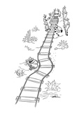 Mexicans laying railroad tracks curve it around a sleeping countryman. - New Yorker Cartoon Premium Giclee Print by  Alain