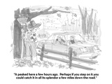 "It peaked here a few hours ago.  Perhaps if you step on it you could catc…" - Cartoon Premium Giclee Print by Bernard Schoenbaum