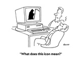 "What does this icon mean?" - Cartoon Premium Giclee Print by Ted Goff