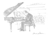 Pianist admiring own image in mirror on piano where sheet music should be. - Cartoon Premium Giclee Print by Bernard Schoenbaum