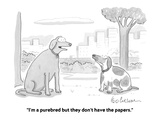 "I'm a purebred but they don't have the papers." - Cartoon Premium Giclee Print by Leo Cullum