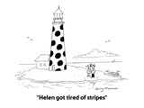"Helen got tired of stripes" - Cartoon Premium Giclee Print by Jerry Marcus