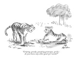 "Griping, greedy, grasping,grotesque, grisly - do you know any other good …" - New Yorker Cartoon Premium Giclee Print by Ed Fisher