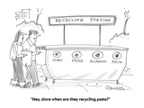 "Hey, since when are they recycling pasta?" - Cartoon Premium Giclee Print by Harley L. Schwadron