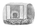 Computer jack-o'-lantern in window of house. - Cartoon Premium Giclee Print by Mike Twohy