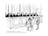 "Her landlord kicked her cat!  How did this thing ever get out of Small Cl…" - New Yorker Cartoon Premium Giclee Print by Everett Opie