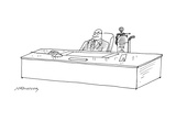 Executive sits at his desk; behind him is a tank of hot air. - Cartoon Premium Giclee Print by Mick Stevens