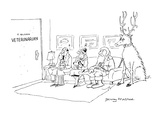 Santa sitting in the waiting room of 'T. Sloan, Veterinarian' with a sick-… - Cartoon Premium Giclee Print by Jerry Marcus