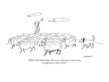 "What I like about him is he never tells you to stay in line, he asks you …" - New Yorker Cartoon Premium Giclee Print by Al Ross