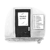office door that says 'Phobia Clinic' has a sign next to it reading 'No Mi… - Cartoon Premium Giclee Print by Frank Cotham