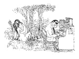 A couple makes love in the woods, while a man writes at his desk nearby. - New Yorker Cartoon Premium Giclee Print by William Steig