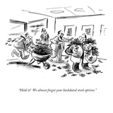 "Hold it!  We almost forgot your backdated stock options." - New Yorker Cartoon Premium Giclee Print by Lee Lorenz