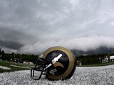 Rams Camp Football: Mequon, WISCONSIN - A St. Louis Rams Helmet Photographic Print by Jeff Roberson
