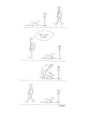 Man walks past dog tied to parking meter, thinks, ' Maybe I don't pet dogs… - New Yorker Cartoon Premium Giclee Print by Liza Donnelly