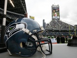 Cardinals Seahawks Football: Seattle, WA - Seattle Seahawks Helmet Photographic Print by Marcus R. Donner