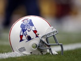 Patriots Broncos Football: Denver, CO - New England Patriots helmet Photographic Print by Jack Dempsey