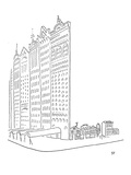 Large impressive facades stand in front of smaller homes. - New Yorker Cartoon Premium Giclee Print by Saul Steinberg