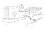 A lone woman walks from a deserted parking lot to a huge store named, 'A M… - Cartoon Premium Giclee Print by Jack Ziegler
