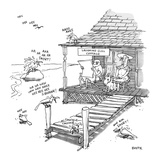 Couple on porch of LAUGHING GULL COTTAGE are surrounded by birds emitting …" - New Yorker Cartoon Premium Giclee Print by George Booth