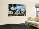 A Carnivorous Allosaurus Confronts a Giant Diplodocus Herbivore During the Jurassic Period on Earth Wandgemälde von Stocktrek Images 