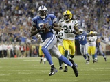 Packers Lions Football: Detroit, MICHIGAN - Calvin Johnson Photographic Print by Paul Sancya
